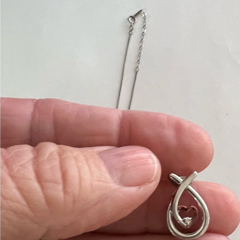 Elegant Sterling Silver with rose gold Pendant Necklace